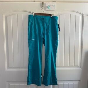 Cherokee Womens Scrub Pull-On Pants Elastic Waist Straight Leg NWT, Teal SZ L